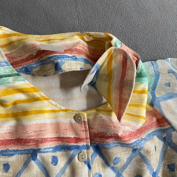 Vtg 80s 90s Two Potato Artsy A Line Midi Dress M Sheer NOS Coastal Pastel - Picture 9 of 16